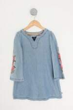 vestido lucky brand kids azul com bordado