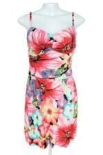 vestido curto Shop126 estampa floral com drapeado