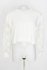 blusa feminina ludmyla imperio off white com renda
