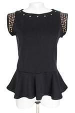 blusa Urban & Co feminina preta com aplique e peplum