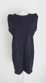 vestido de chelles feminino azul com pregas e silk