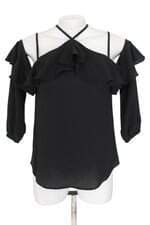 blusa Tvz feminina preta com babado