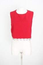 cropped de alfaiataria animale feminino vermelho com aplique e recortes