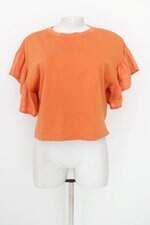 blusa yessica feminina laranja com recortes