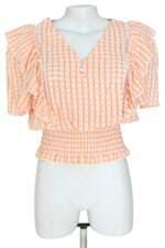 blusa feminina laranja xadrez com babado