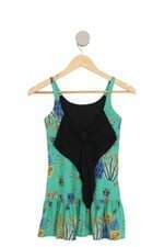 Vestido kids estampado com babado e laço