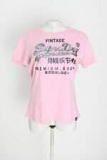 camiseta superdry feminina rosa com paetê e silk