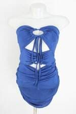 vestido feminino gringa.com azul com franzido