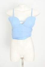 cropped ms fashion feminino azul com bojo