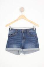shortwax jeans feminino azul com barra italiana