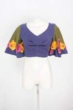 cropped farm feminino estampado com franzido