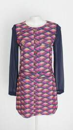 vestido lulu feminino estampado com aplique e recortes