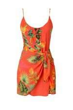 Vestido Farm feminino coral estampado com amarração