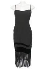 vestido Le Lis Blanc feminino preto com franja e recortes