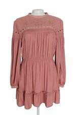 vestido Zara feminino rosa com bordado