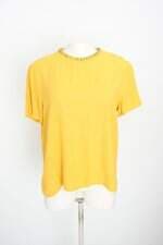 blusa fórum feminina amarela com aplique