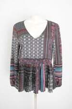 blusa Le Lis Blanc feminina estampada com plissado e pregas