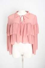 blusa zara feminina rosa com babado
