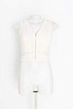 cropped crèmie feminino offf white com recortes e renda