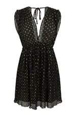 vestido Zara feminino preto plissado