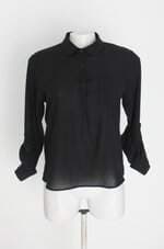 blusa manga longa collins feminina preta com pregas