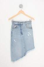 saia jeans Trafaluc (trf) feminina azul com assimetria