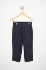 calça capri b de baunilha feminina azul com barra italiana
