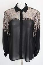 camisa Shoulder feminina preta com renda
