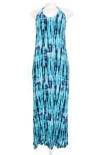 Vestido Longo Siberian azul com estampa tie dye