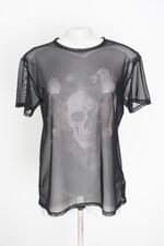 blusa Blue Steel feminina preta com silk e transparência