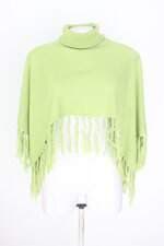 poncho feminino verde com franja