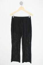calça de tecido amaro feminina preta com meio forro