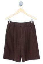 bermuda Zara feminino marrom com pregas