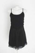 vestido just be feminino preto com franja e forro