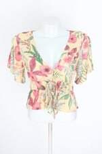 blusa Blue Steel feminina estampada com faixa na cintura
