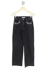 calça jeans market 33 feminina cinza com aplique