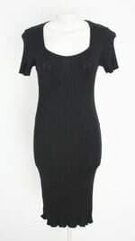 vestido doce trama feminino preto com fenda