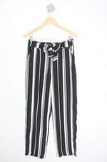 calça de tecido luck feminina bicolor com faixa na cintura e meio forro