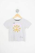 camiseta fakini kids cinza com paetê e silk
