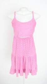 vestido pool feminino rosa com forro e recortes