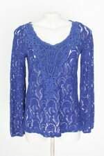 blusa marfinno feminina azul com renda e transparência