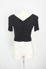 cropped clock house feminino preto com franzido