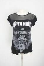 blusa marisa feminina preta com silk e tule
