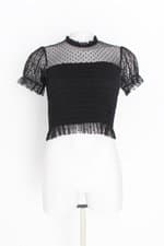 blusa forever 21 feminina preta com forro e franzido