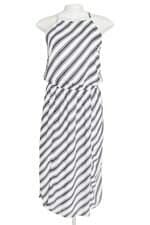 vestido la folie feminino listrado  com fenda e forro