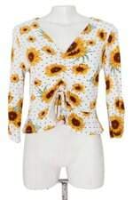 blusa C&A feminina estampada com franzido