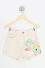 shorts Oh, Boy feminino bege com bordado