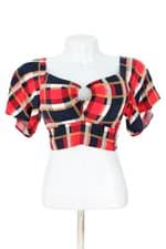 cropped feminino xadrez com bojo