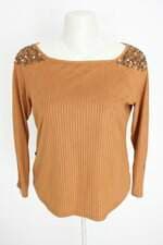 blusa dengosa feminina marrom com aplique