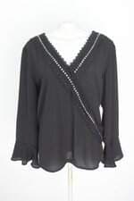 blusa manga longa dengosa feminina preta com aplique e renda